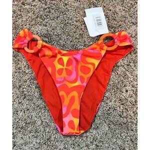 Dippin Daisys Taya Cheeky Bikini Bottom Floral Red, Orange & Yellow ~  Size Sm